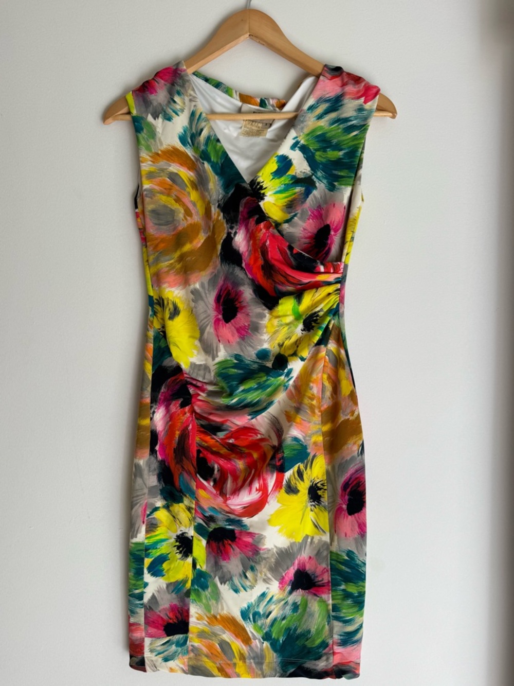 FUZZI Multicolor Floral Wrap-Style Dress - Vibrant Size Small